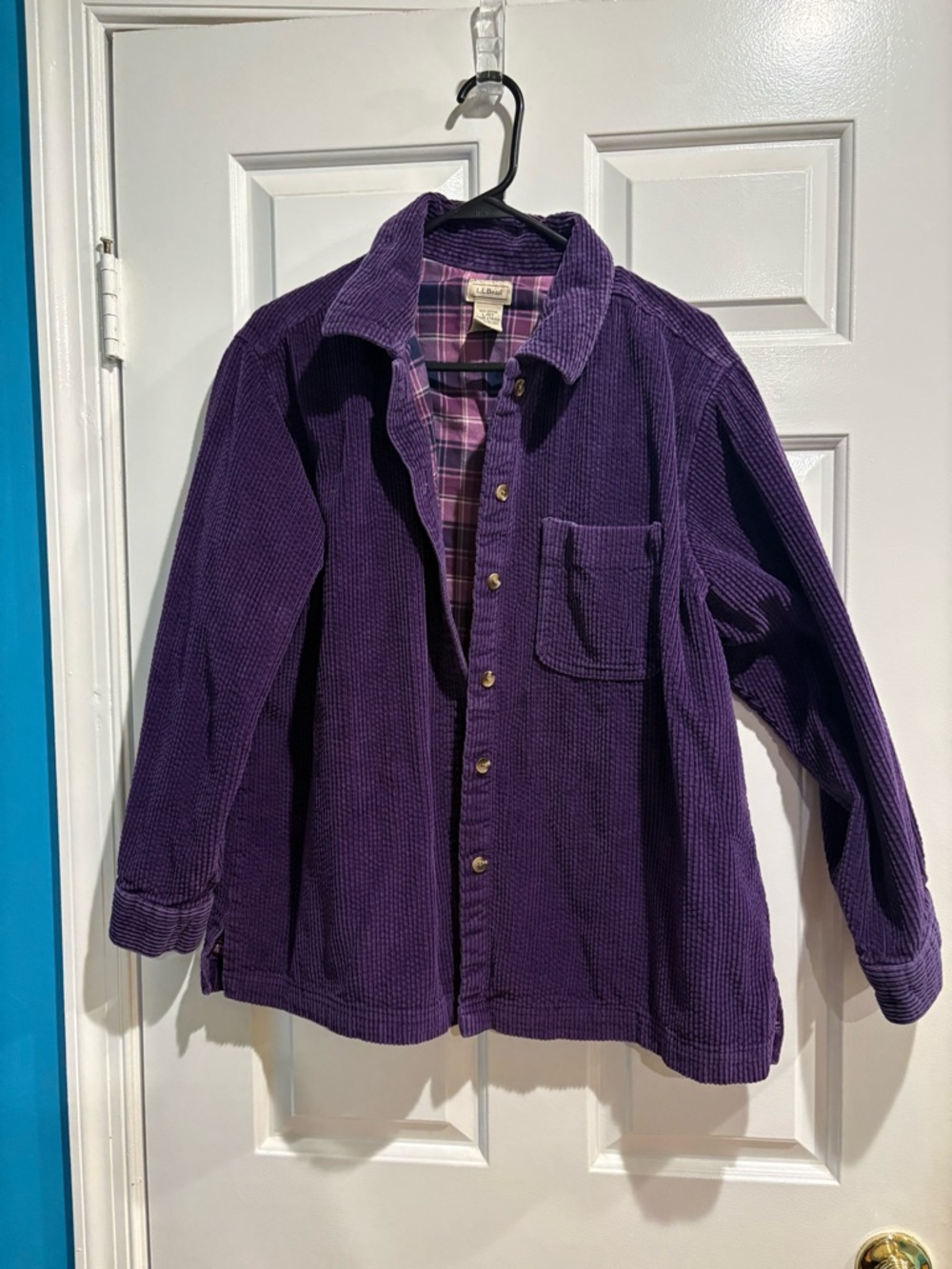 L.L. Bean vintage women’s corduroy shirt shacket purple sz LP button down